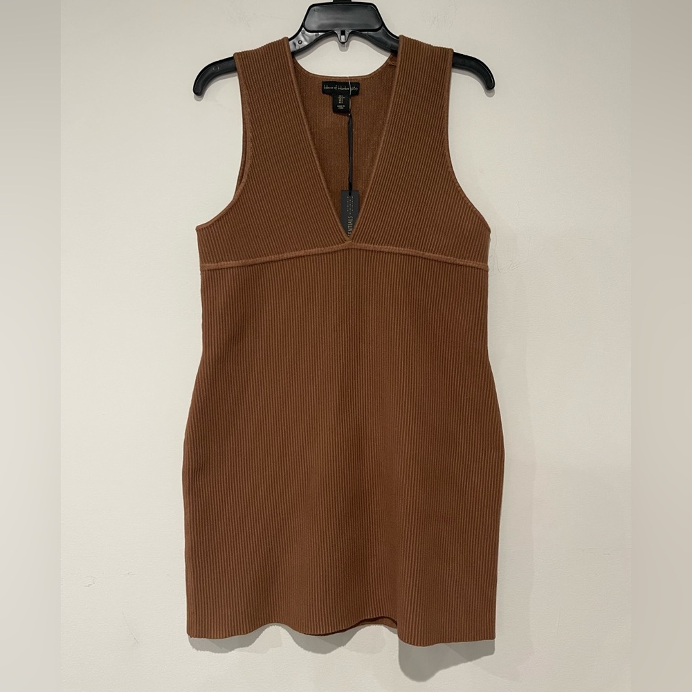 NWT House of Harlow Ribbed Dress Brown